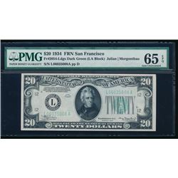 1934 $20 San Francisco Federal Reserve Note PMG 65EPQ