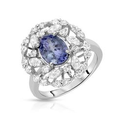 14KT White Gold 1.70ctw Tanzanite and Diamond Ring