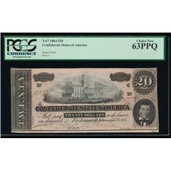 1864 $20 Confederate States of America Note PMG 63PPQ