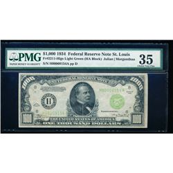 1934 $1000 Saint Louis Federal Reserve Note PMG 35