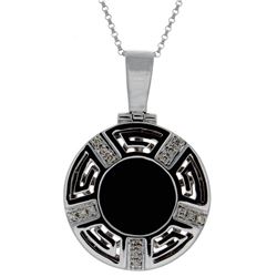 14KT White Gold 2.12ct Onyx and Diamond Pendant with Chain