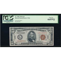 1934A $5 Hawaii Federal Reserve Note PCGS 66PPQ