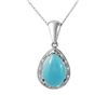 Image 1 : 14KT White Gold 9.08ct Turquoise and Diamond Pendant with Chain