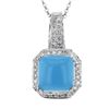 Image 1 : 14KT White Gold 5.96ct Turquoise and Diamond Pendant with Chain