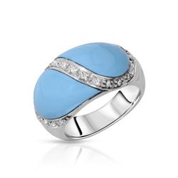 14KT White Gold 4.05ctw Turquoise and Diamond Ring