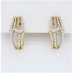 18KT Two Tone Gold 0.85ctw Diamond Earrings