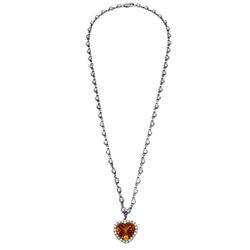 14KT White Gold 5.89ct Citrine and Diamond Necklace