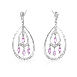 14KT White Gold 0.91ctw Pink Sapphire and Diamond Earrings