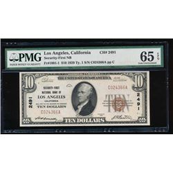 1929 $10 Nation Bank of Los Angeles Note PMG 65EPQ