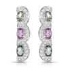 Image 1 : 14KT White Gold 3.39ctw Multi Color Sapphire and Diamond Earrings
