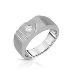 14KT White Gold 0.20ct Mens Diamond Wedding Band