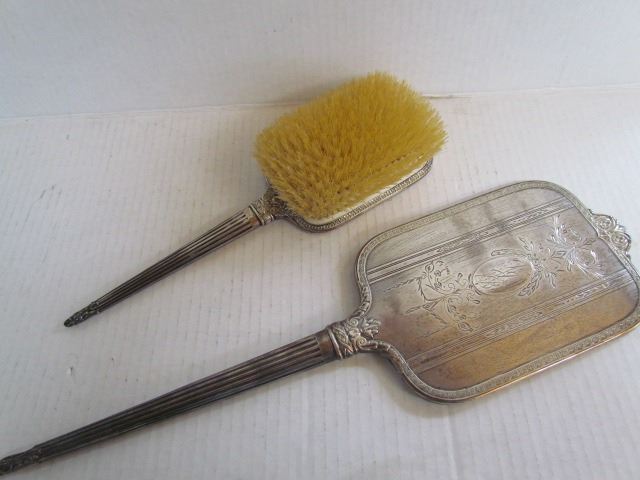 Vintage Sterling Silver Hair Brush And Mirror