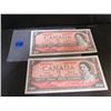 Image 1 : 2-$2 Canadian Bills -1954+1954