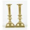 Image 1 : Lot# 2  PAIR OF BRASS PUSH UP CANDLESTICKS.  