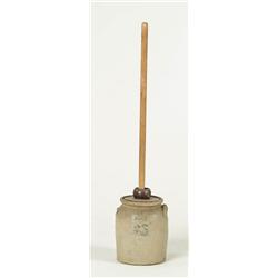 Lot# 3  TWO GALLON STONEWARE BUTTER CHURN.  