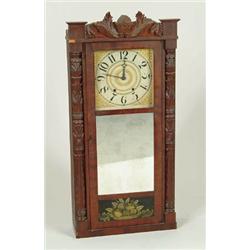 Lot# 10  CARVED MAHOGANY SHELF CLOCK BY JEROME & DARROW, BRISTOL, CONN.  