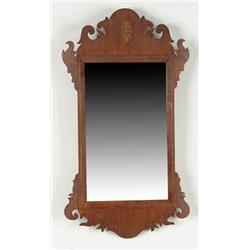 Lot# 15  FINE CHIPPENDALE INLAID MAHOGANY MIRROR.  