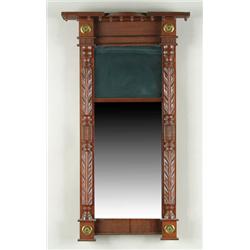 Lot# 19  GOOD MAHOGANY CARVED SHERATON TWO PART MIRROR.  