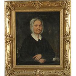 Lot# 23  UNSIGNED (American, Mid-19th C) PORTRAIT OF A WOMAN.  