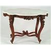 Image 1 : Lot# 31  GOOD VICTORIAN CARVED WALNUT TURTLE TOP MARBLE TOP CENTER TABLE.  
