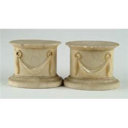 Lot# 33  PAIR OF OVAL ALABASTER PEDESTALS.  