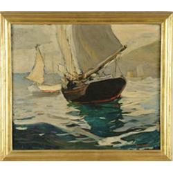 Lot# 34  ERIC HUDSON (American, 1964-1932) “SCHOONER”.  