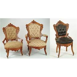 Lot# 51  PARTIAL VICTORIAN WALNUT SIX PIECE PARLOR SUITE.  