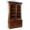 Image 1 : Lot# 52  TWO PART VICTORIAN STEP BACK WALNUT BOOKCASE.  