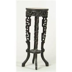 Lot# 68  ORIENTAL CARVED ROSEWOOD AND MARBLE TOP STAND.  