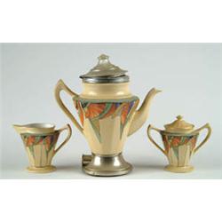 Lot# 74  DECORATED THREE PIECE ROYAL ROCHESTER TEA SERVICE.  