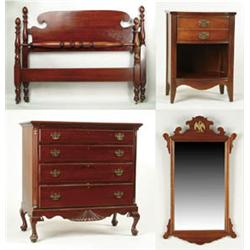 Lot# 80  FIVE PIECE QUEEN ANNE STYLE MAHOGANY BEDROOM SUITE.  