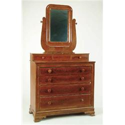 Lot# 85  THREE OVER FOUR DRAWER MIRROR TOP EMPIRE MAHOGANY CHEST.  