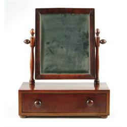 Lot# 86  MAHOGANY ONE DRAWER CHEST TOP DRESSING MIRROR.  