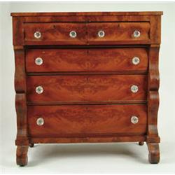 Lot# 114  TWO OVER THREE DRAWER MAHOGANY EMPIRE CHEST.  
