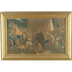 Lot# 115  UNSIGNED (Late 19th C) LARGE COLORED PRINT.  