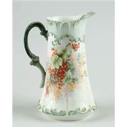 Lot# 116  LIMOGES HAND PAINTED LEMONADE PITCHER.  