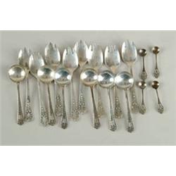 Lot# 126  MISCELLANEOUS LOT OF EIGHTEEN PIECES OF STERLING FLATWARE.  