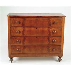 Lot# 134  MAHOGANY AND PINE FOUR DRAWER CHEST.  