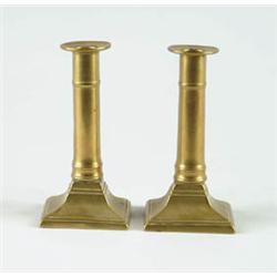 Lot# 136  PAIR OF BRASS PUSH UP CANDLESTICKS.  