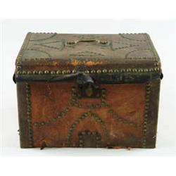 Lot# 140  BRASS TACK DECORATED DOCUMENT BOX.  