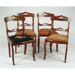 Lot# 147  SET OF FOUR EMPIRE NEEDLEPOINT SIDE CHAIRS.  