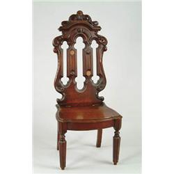Lot# 148  VICTORIAN GOTHIC REVIVAL WALNUT CARVED CHAIR.  