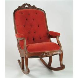 Lot# 154  VICTORIAN CARVED OPEN ARM ROCKER.  