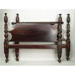 Lot# 155  EARLY CARVED PINEAPPLE POST ROPE BED.  