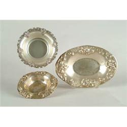 Lot# 157  THREE FANCY STERLING DISHES.  