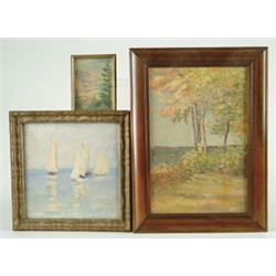 Lot# 165  UNSIGNED (American, 20th C) THREE COASTAL PAINTINGS.  
