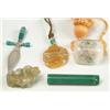 Image 1 : Lot# 170  FIVE JADE AND GLASS ITEMS.  