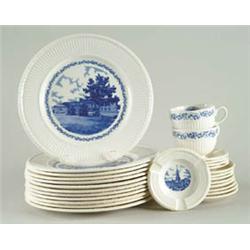 Lot# 181  48-PIECE BLUE AND WHITE WEDGWOOD COLBY COLLEGE LUNCHEON SERVICE.  