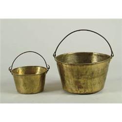 Lot# 186  TWO BALE HANDLE BRASS BUCKETS.  