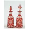 Image 1 : Lot# 187  PAIR OF CRANBERRY TO CLEAR BOTTLES.  